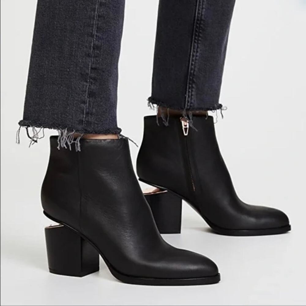 Alexander Wang Gabi Rose Gold Black Leather Ankle Boots - EURO Size 37.5